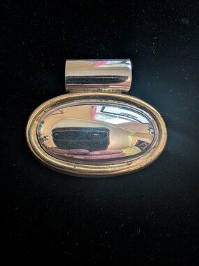 Vintage LATON Sterling Silver Brass Oval Slide Pendant